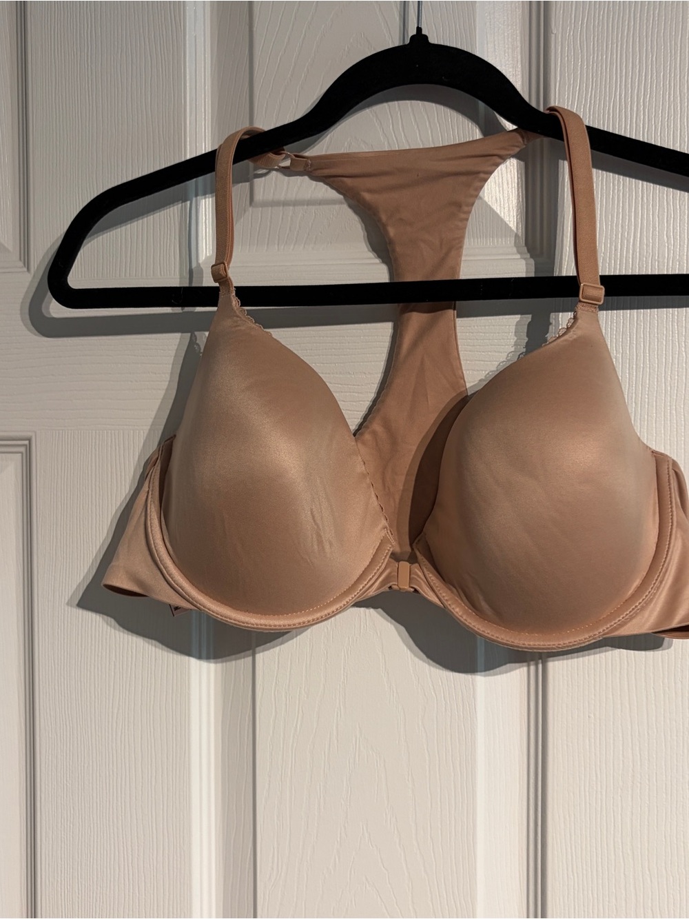 Victoria’s Secret lined Demi Racerback Bra Size 38C Nude Front clasp